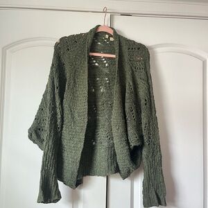 Anthropologie Green Knit Sweater